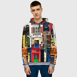 Толстовка-худи мужская London doors цифровой коллаж, цвет: 3D-меланж — фото 2