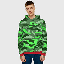 Толстовка-худи мужская CAMOUFLAGE GREEN, цвет: 3D-красный — фото 2