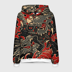 Толстовка-худи мужская Dsquared tatoo DRAGON, цвет: 3D-белый