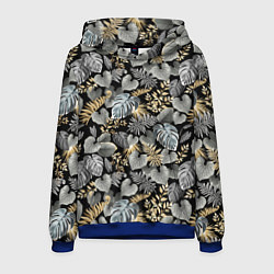 Толстовка-худи мужская Серебряные листочки, цвет: 3D-синий