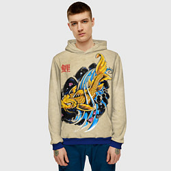 Толстовка-худи мужская Золотая рыба кои, цвет: 3D-синий — фото 2