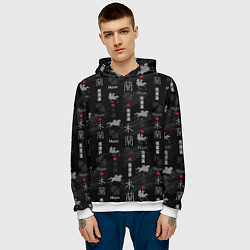 Толстовка-худи мужская Mulan Black Pattern, цвет: 3D-белый — фото 2