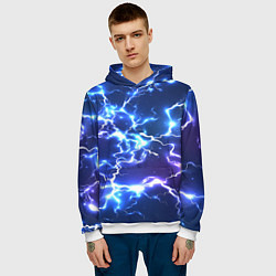 Толстовка-худи мужская СВЕТЯЩИЕСЯ МОЛНИИ, цвет: 3D-белый — фото 2