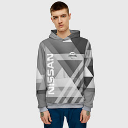 Толстовка-худи мужская NISSAN, цвет: 3D-меланж — фото 2