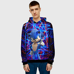 Толстовка-худи мужская Sonic, цвет: 3D-черный — фото 2
