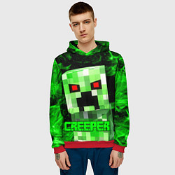 Толстовка-худи мужская MINECRAFT CREEPER, цвет: 3D-красный — фото 2