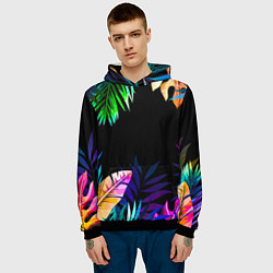 Толстовка-худи мужская Тропическая Ночь, цвет: 3D-черный — фото 2