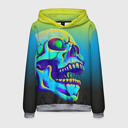 Толстовка-худи мужская Neon skull, цвет: 3D-меланж