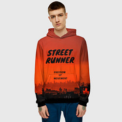 Толстовка-худи мужская Street runner, цвет: 3D-черный — фото 2