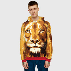 Толстовка-худи мужская Взгляд льва, цвет: 3D-красный — фото 2