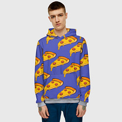 Толстовка-худи мужская Кусочки пиццы, цвет: 3D-меланж — фото 2