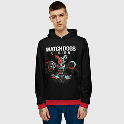 Толстовка-худи мужская Watch Dogs Legion, цвет: 3D-красный — фото 2