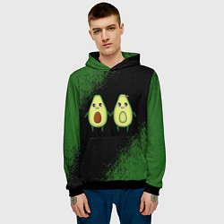 Толстовка-худи мужская Авокадо, цвет: 3D-черный — фото 2