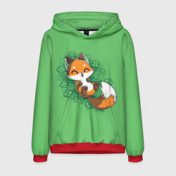 Толстовка-худи мужская Удачливый лис, цвет: 3D-красный