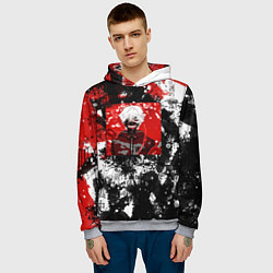 Толстовка-худи мужская Кен канеки, цвет: 3D-меланж — фото 2