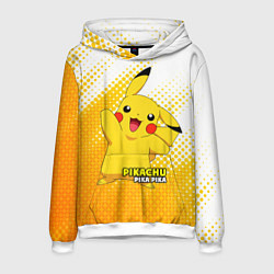 Толстовка-худи мужская Pikachu Pika Pika, цвет: 3D-белый