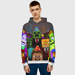 Толстовка-худи мужская Minecraft - characters - video game, цвет: 3D-белый — фото 2