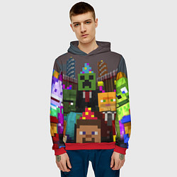 Толстовка-худи мужская Minecraft - characters - video game, цвет: 3D-красный — фото 2