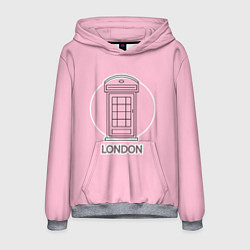 Толстовка-худи мужская Телефонная будка, London, цвет: 3D-меланж