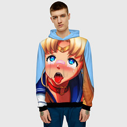 Толстовка-худи мужская SAILOR MOON AHEGAO, цвет: 3D-черный — фото 2