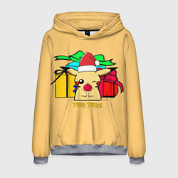 Толстовка-худи мужская New Year Pikachu, цвет: 3D-меланж