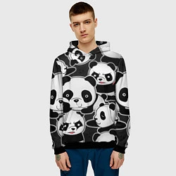 Толстовка-худи мужская Смешные панды, цвет: 3D-черный — фото 2