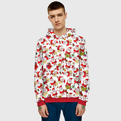 Толстовка-худи мужская Дед Мороз, цвет: 3D-красный — фото 2
