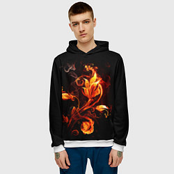 Толстовка-худи мужская Огненный цветок, цвет: 3D-белый — фото 2