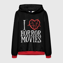 Толстовка-худи мужская I Love Horror Movies, цвет: 3D-красный