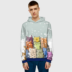 Толстовка-худи мужская Котики, цвет: 3D-синий — фото 2