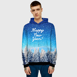 Толстовка-худи мужская Happy New Year, цвет: 3D-черный — фото 2