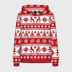 Мужская толстовка Новый Год Олени и снежинки