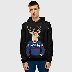 Толстовка-худи мужская Hipster Deer, цвет: 3D-черный — фото 2