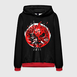 Толстовка-худи мужская Cyberpunk Samurai Skull, цвет: 3D-красный