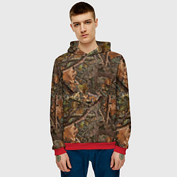 Толстовка-худи мужская Охотничий камуфляж, цвет: 3D-красный — фото 2