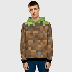 Толстовка-худи мужская Minecraft камуфляж, цвет: 3D-черный — фото 2