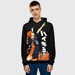 Толстовка-худи мужская ВОЛЕЙБОЛ!! HAIKYUU!!, цвет: 3D-черный — фото 2