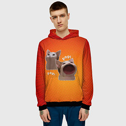 Толстовка-худи мужская Cat Pop Мем, цвет: 3D-черный — фото 2