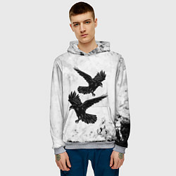 Толстовка-худи мужская Gothic crows, цвет: 3D-меланж — фото 2