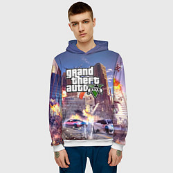 Толстовка-худи мужская ЭКШЕН Grand Theft Auto V, цвет: 3D-белый — фото 2