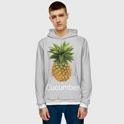 Толстовка-худи мужская Pineapple cucumber, цвет: 3D-белый — фото 2