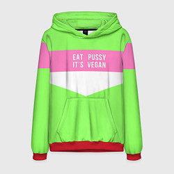 Толстовка-худи мужская Eat pussy Its vegan, цвет: 3D-красный