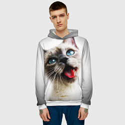 Толстовка-худи мужская Котик, цвет: 3D-белый — фото 2