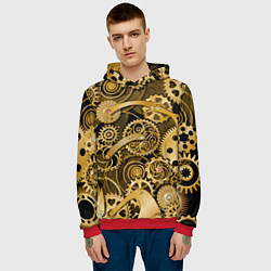 Толстовка-худи мужская Стимпанк механизмы шестеренки, цвет: 3D-красный — фото 2