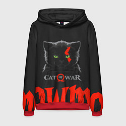 Толстовка-худи мужская Cat of war, цвет: 3D-красный