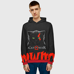 Толстовка-худи мужская Cat of war, цвет: 3D-красный — фото 2