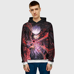 Толстовка-худи мужская Магическая битва, цвет: 3D-белый — фото 2