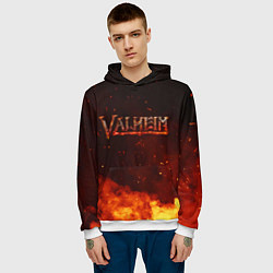 Толстовка-худи мужская Valheim огненный лого, цвет: 3D-белый — фото 2