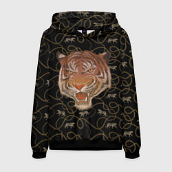 Толстовка-худи мужская Морда тигра, цвет: 3D-черный