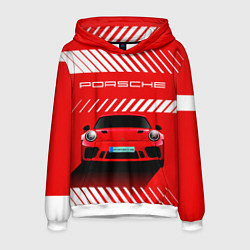 Толстовка-худи мужская PORSCHE ПОРШЕ RED STYLE, цвет: 3D-белый